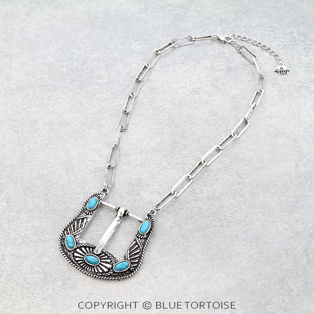 Western Large Belt Buckle Look Necklace