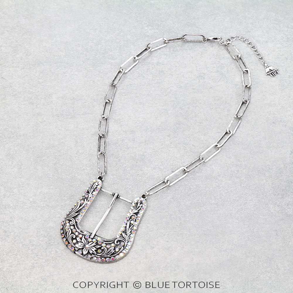 Western Large Belt Buckle Look Necklace