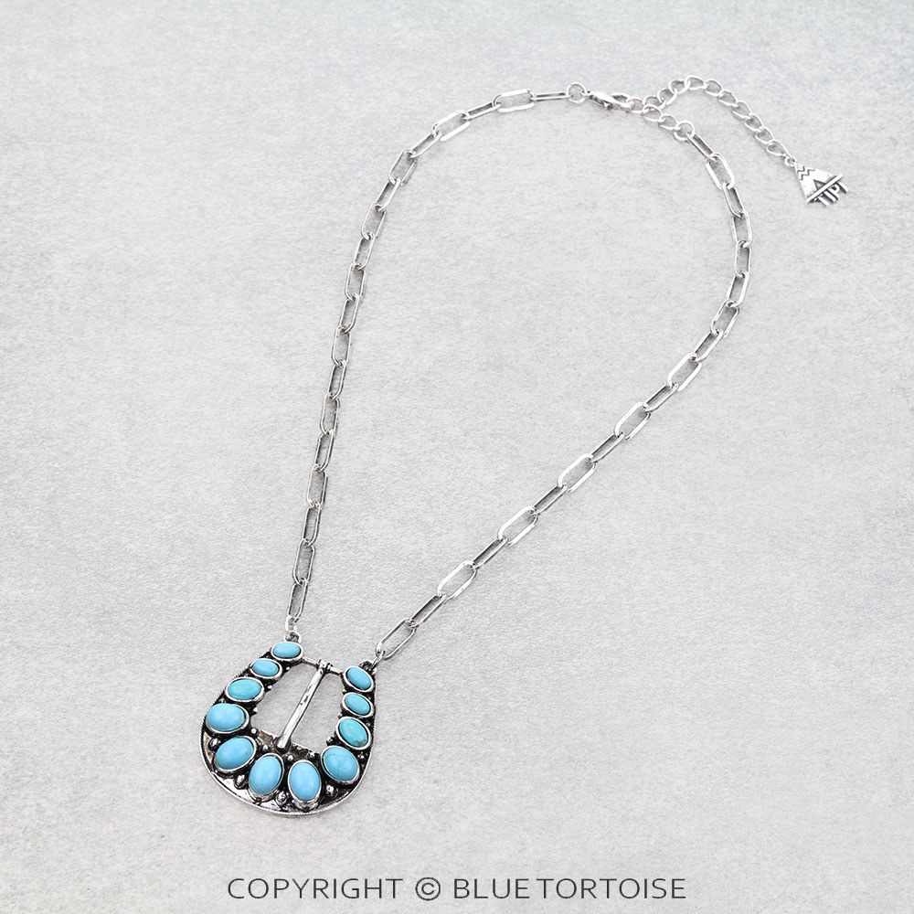 Western Belt Buckle Look Necklace
