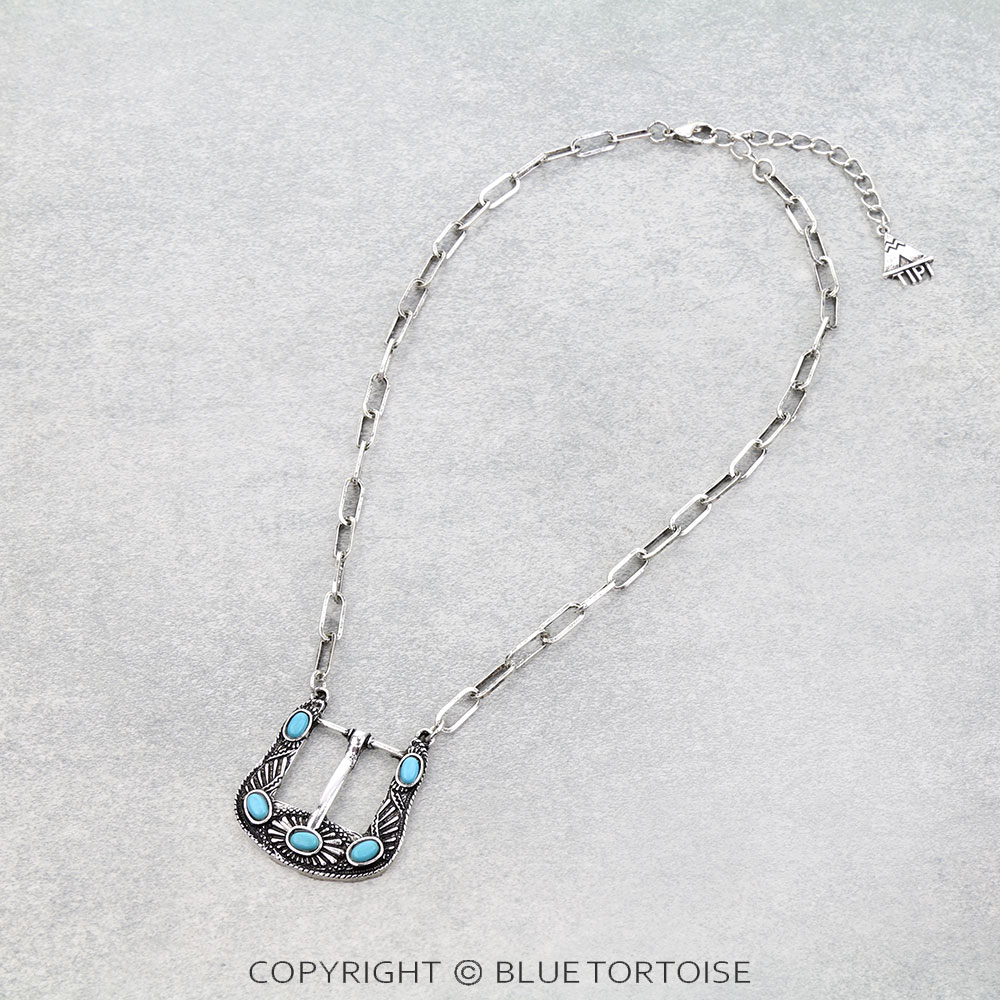 Western Belt Buckle Look Necklace