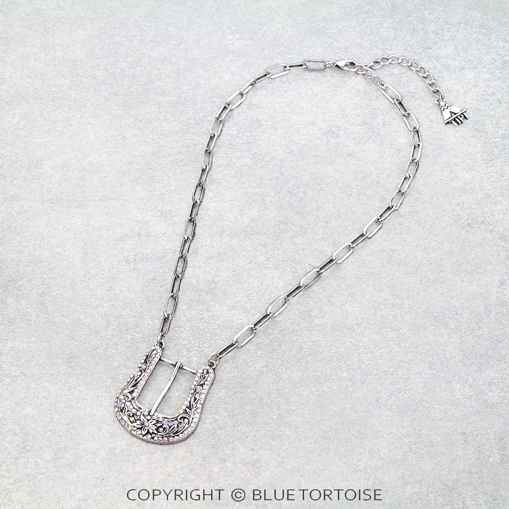 Western Belt Buckle Look Necklace