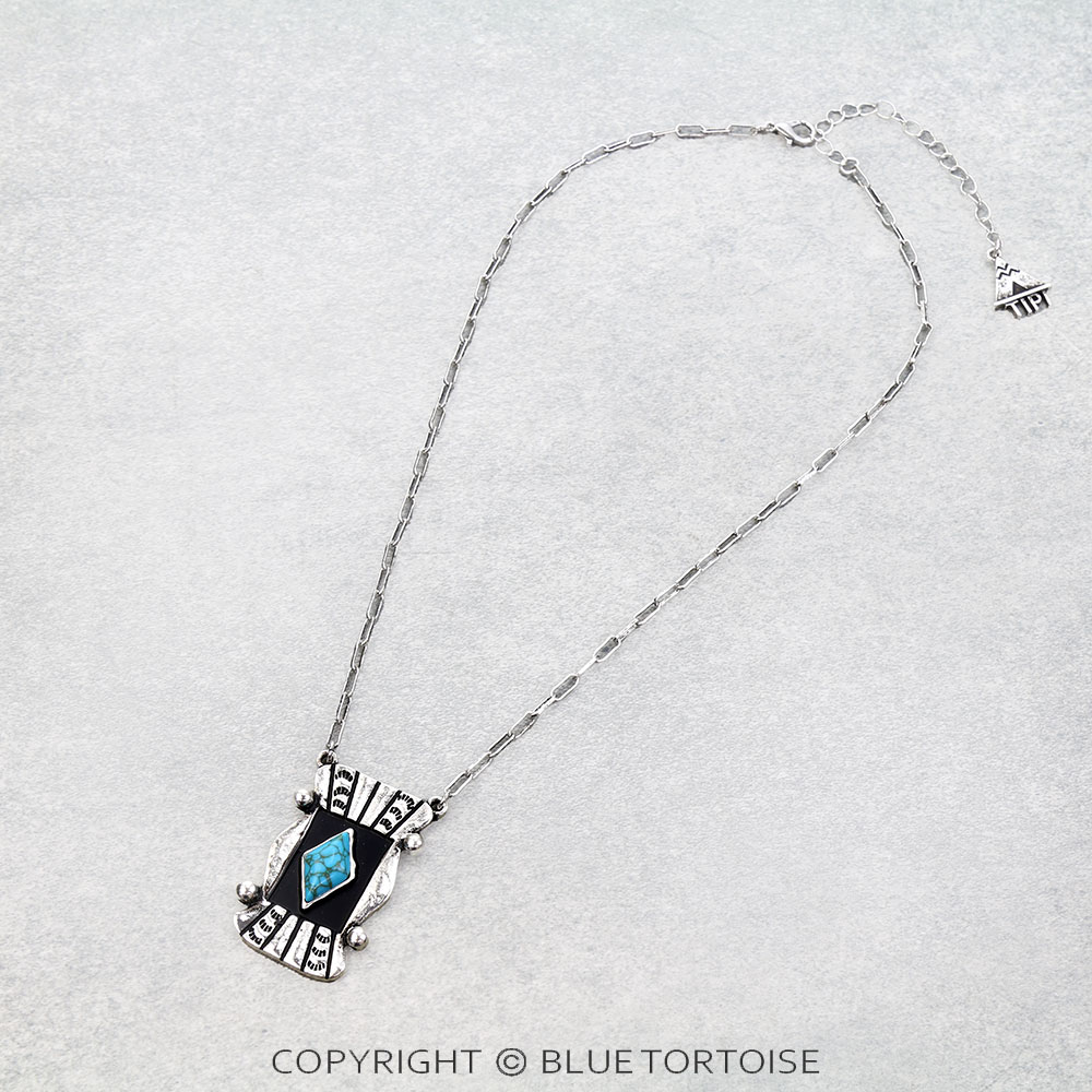 Western Diamond Concho Stone Necklace