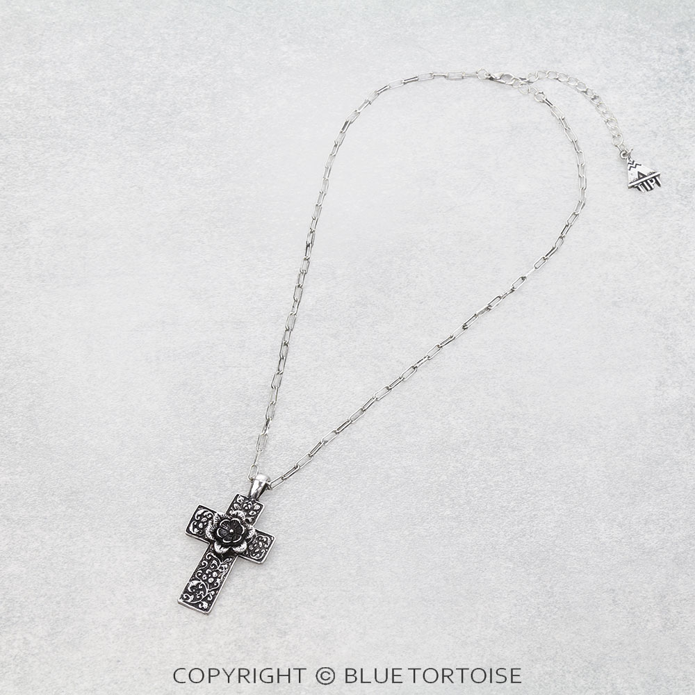 Western Flower Cross Necklace