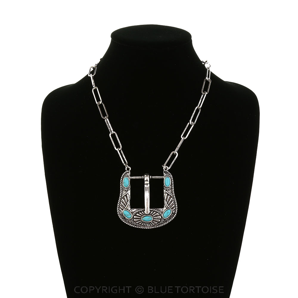 Western Large Belt Buckle Look Necklace - Image 2