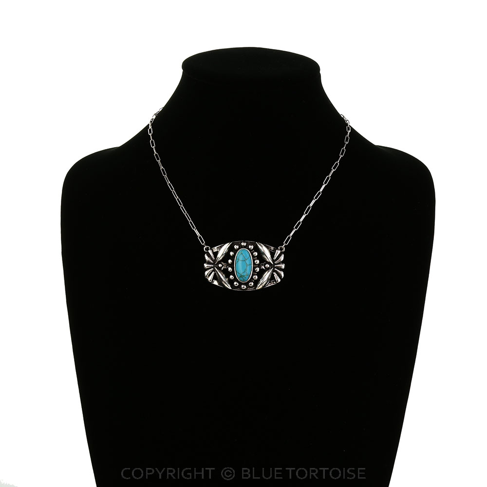 Western Oval Concho Stone Necklace - Image 2