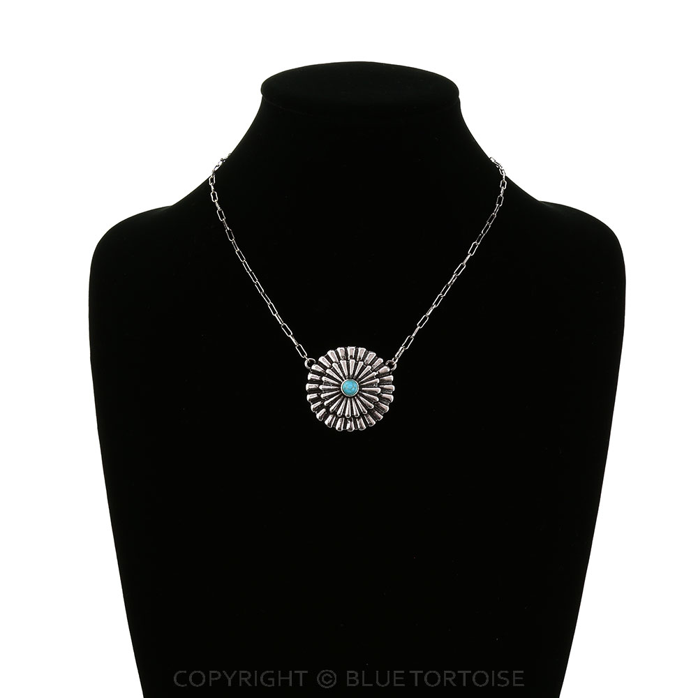 Western Round Concho Stone Necklace - Image 2