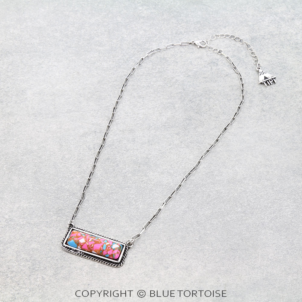 Western Cotton Candy Stone Bar Necklace