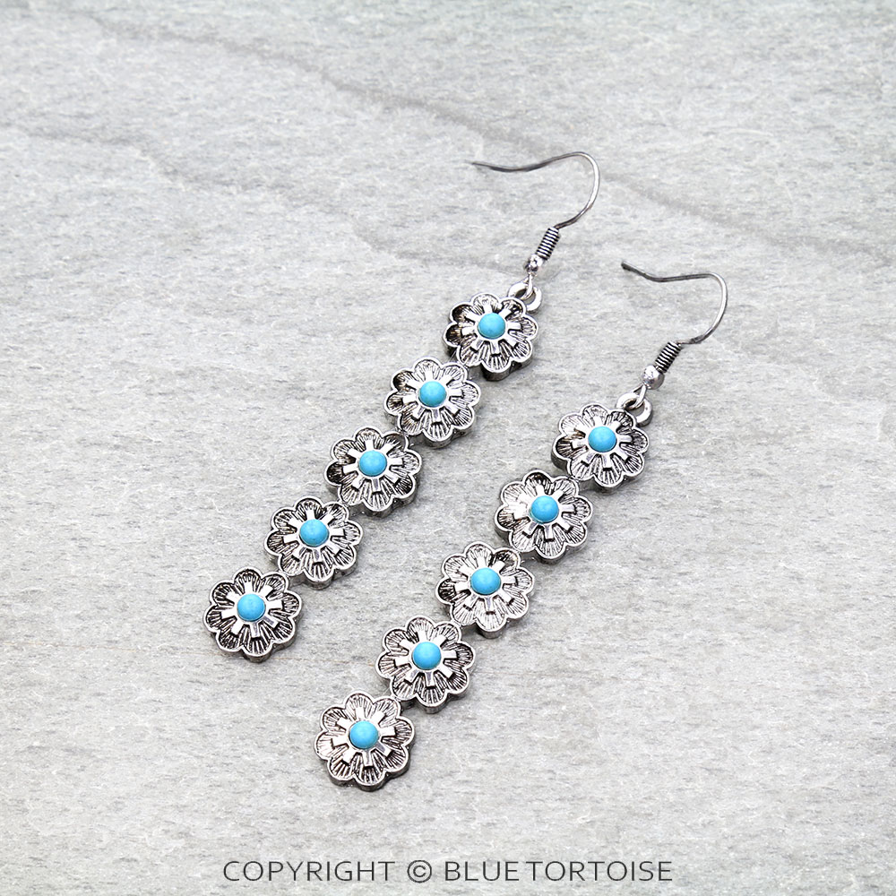Western Flower Bar Dangle Earrings