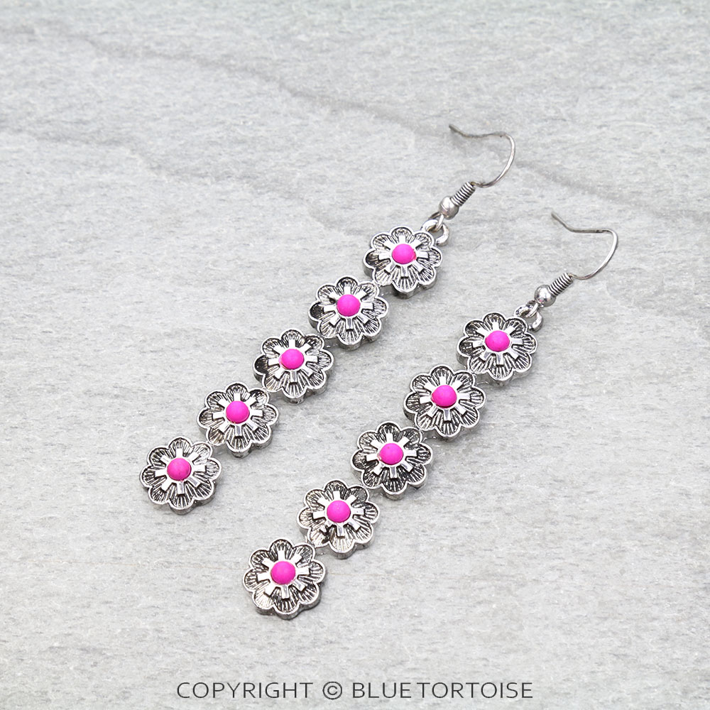 Western Flower Bar Dangle Earrings