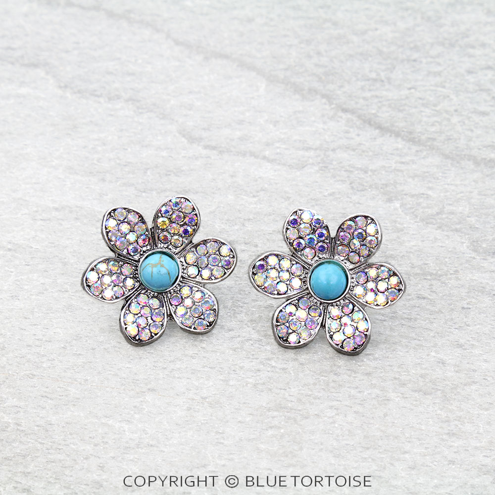 Western Flower Stone Stud Earrings