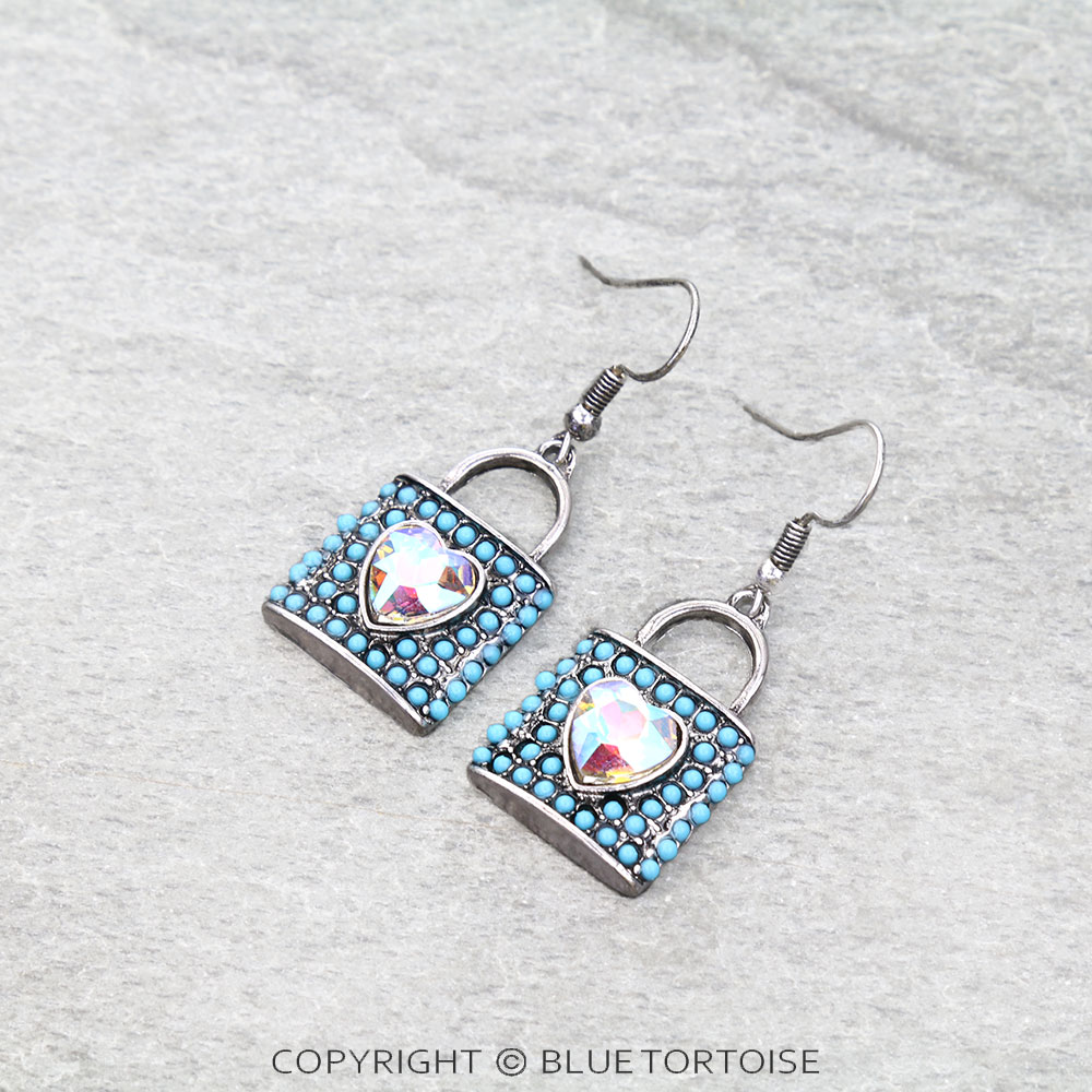 Western Heart Lock Dangle Earrings