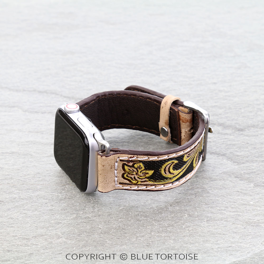 Large Western Hand Tooled Leather Apple Watch Band - Image 2