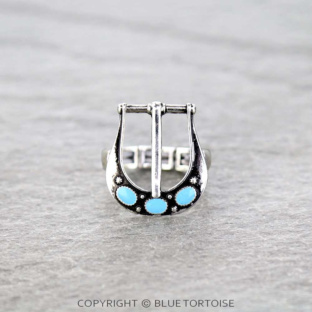 Western Belt Buckle Look Stretch Ring