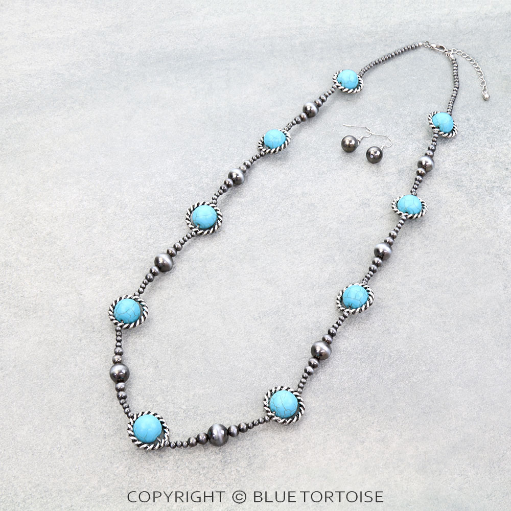 Western Style Pearl & Stone Necklace Set