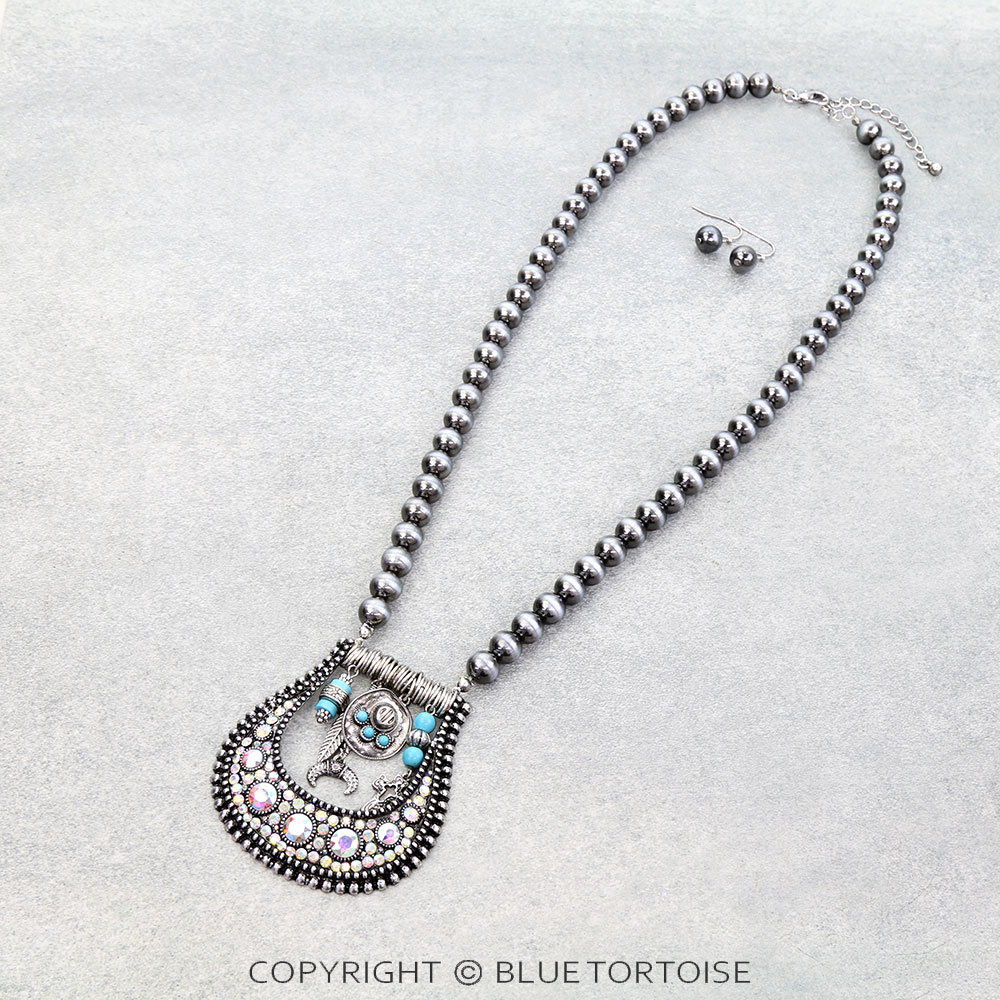 Western Belt Buckle Necklace Set