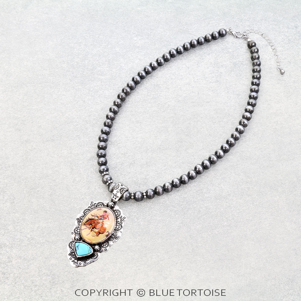 Western Cowboy Bubble Pendant Necklace