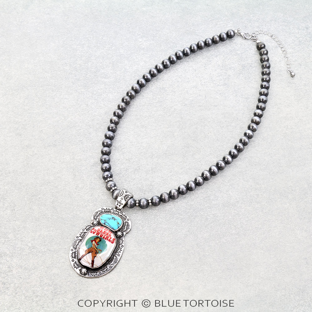 Western Cowgirl Bubble Pendant Necklace