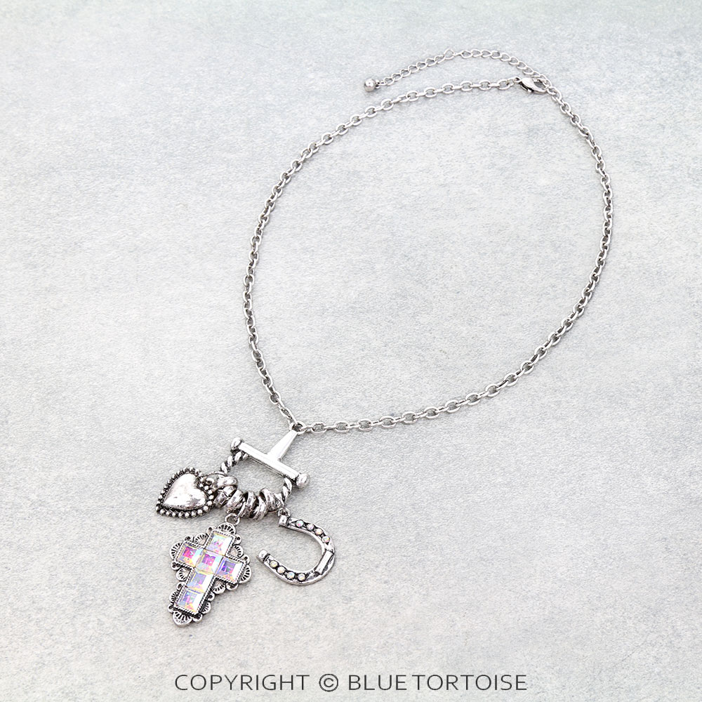 Western Cross Stone Necklace