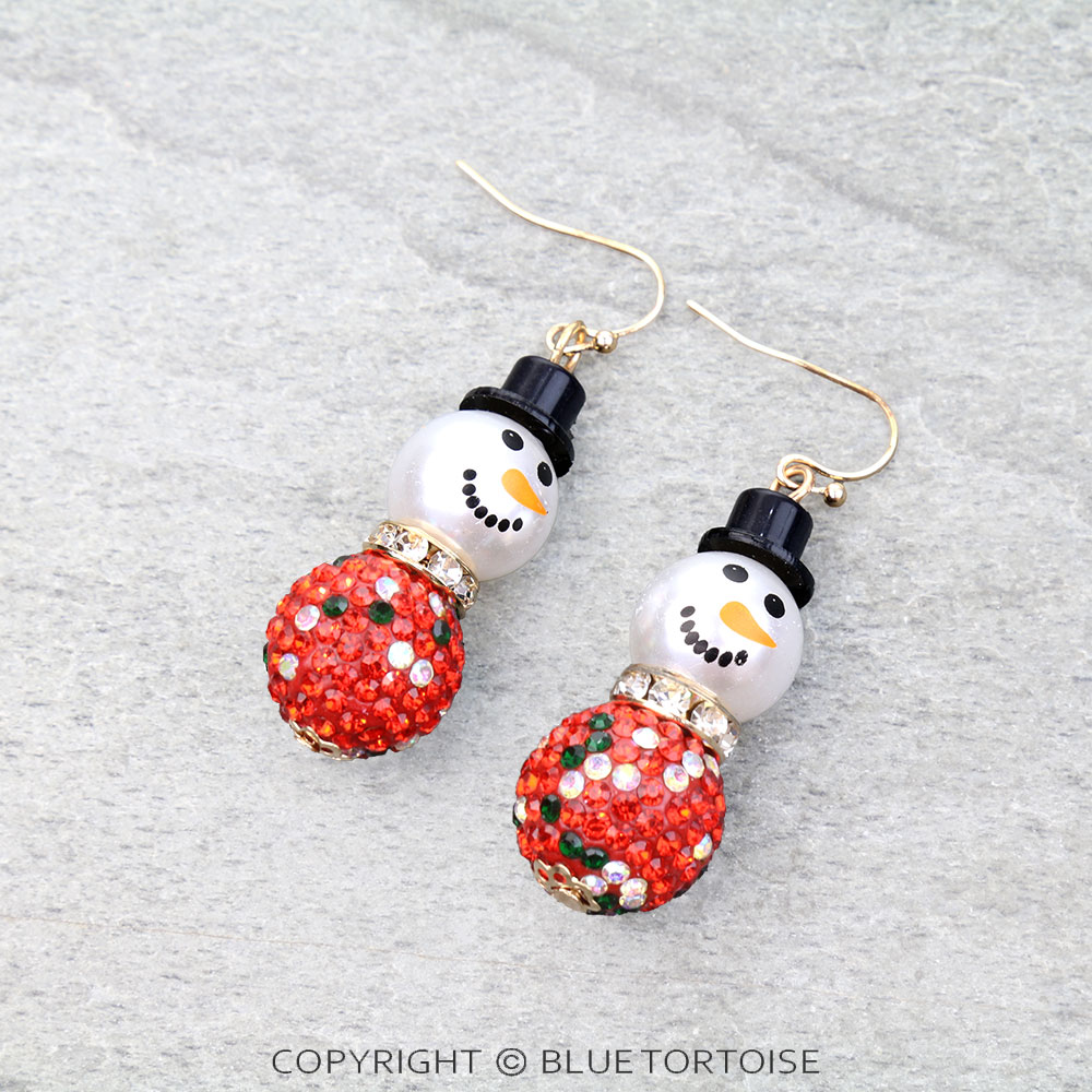 Christmas Snowman Dangle Earrings