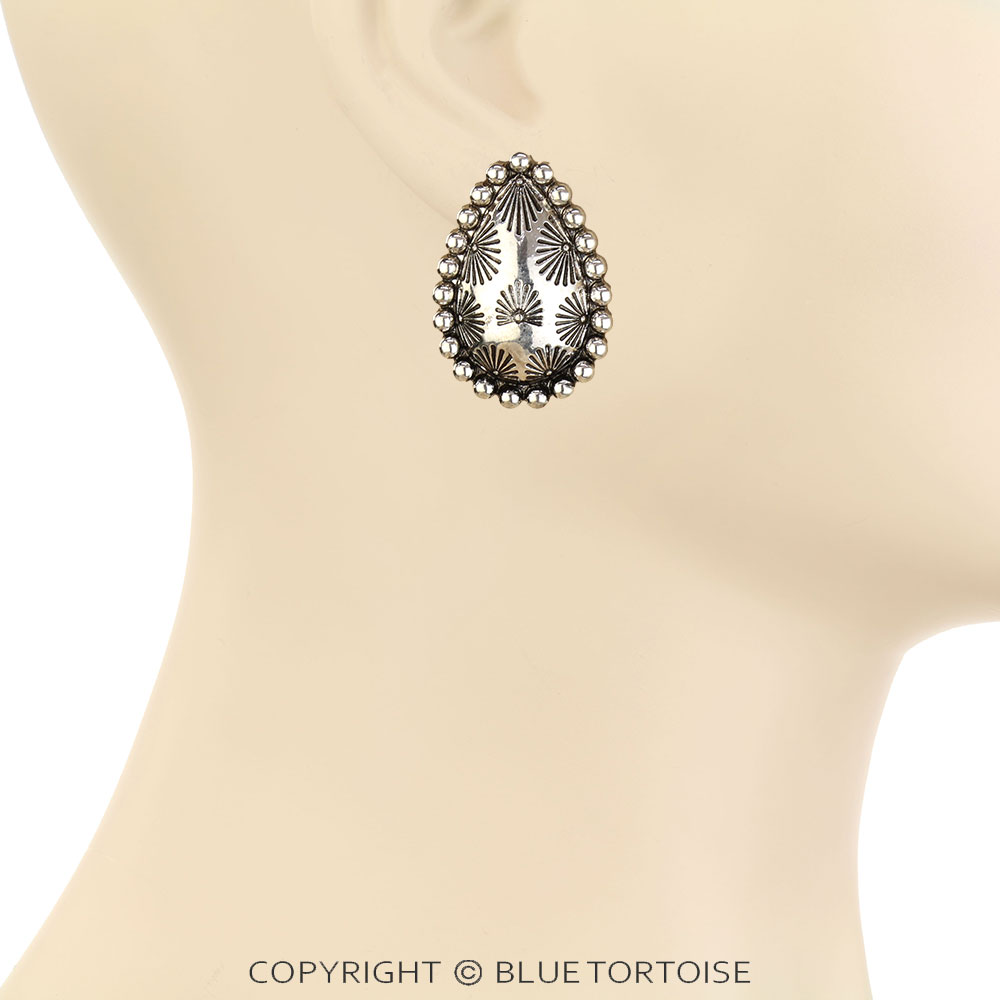 Western Ball TXR Teardrop Stud Earrings - Image 2