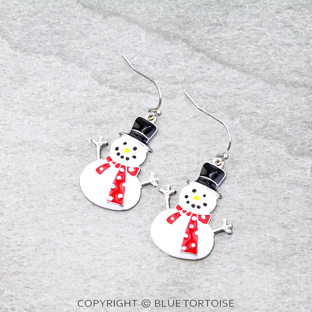 Christmas Snowman Dangle Earrings