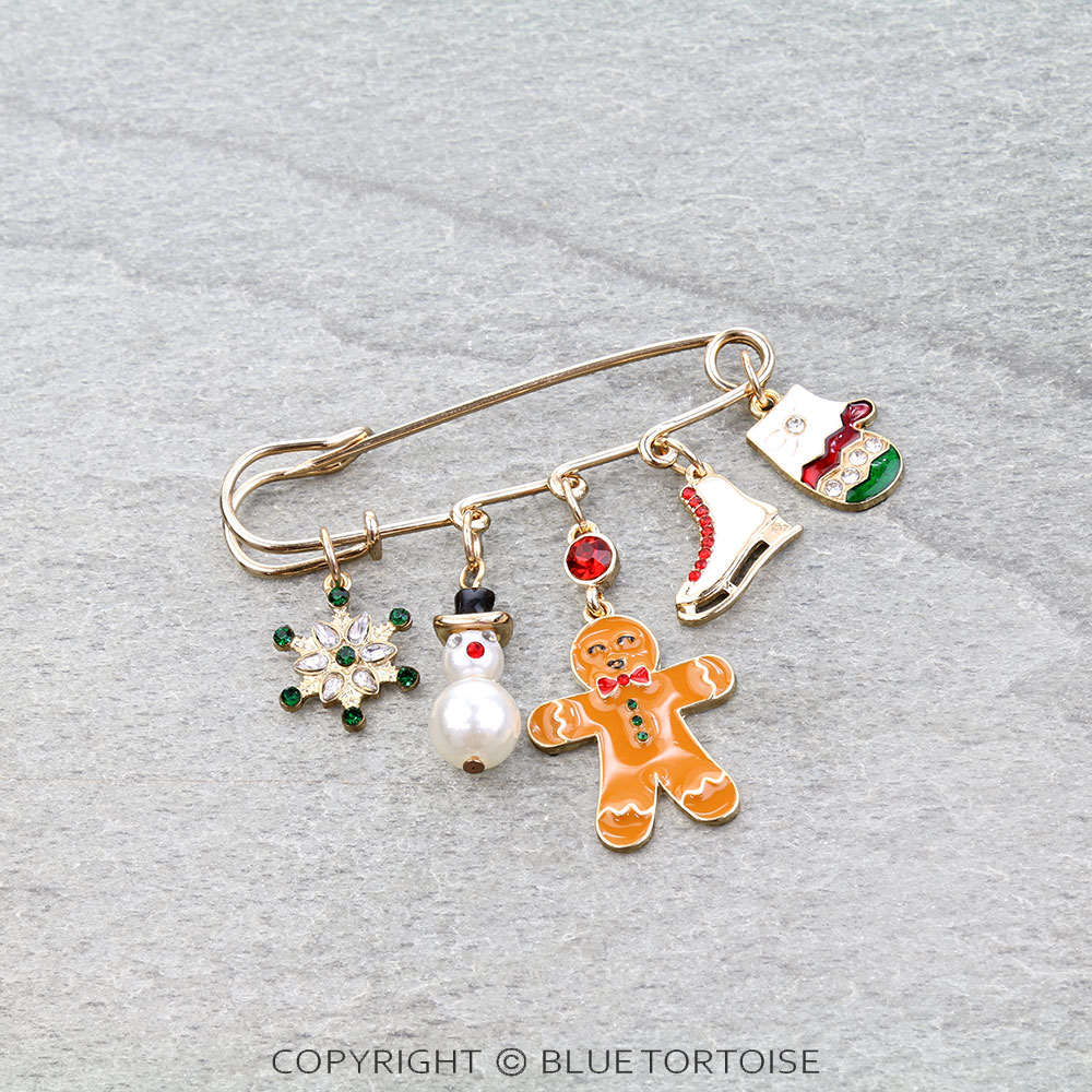 Western Christmas Theme Brooch Pin