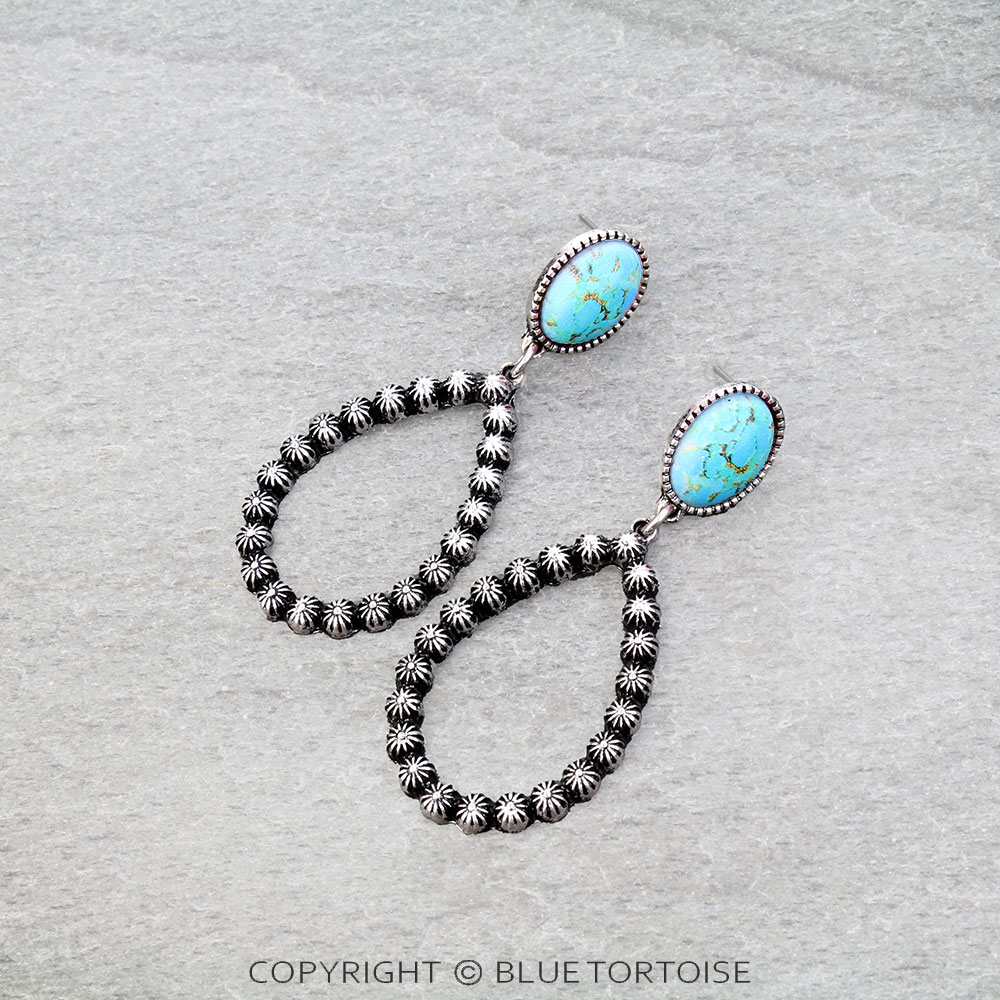 Western Teardrop Stone Stud Earrings