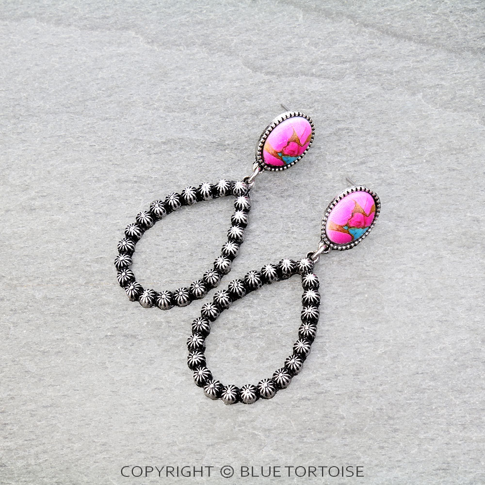 Western Teardrop Stone Stud Earrings