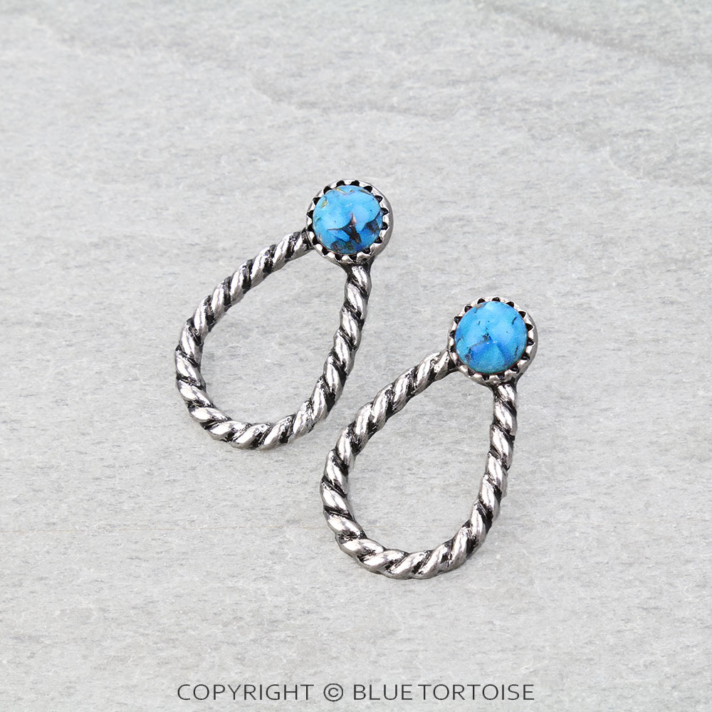 Western Teardrop Stone Stud Earrings