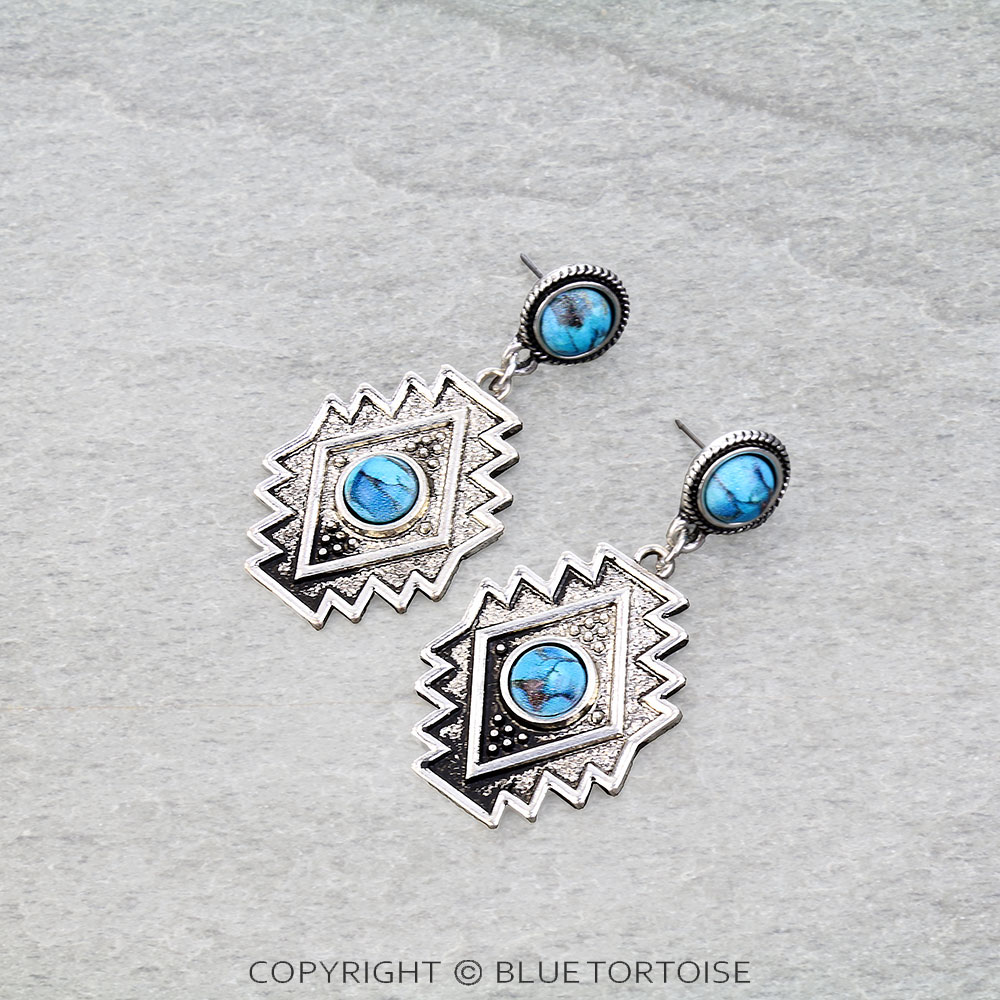 Western Aztec Stone Stud Earrings