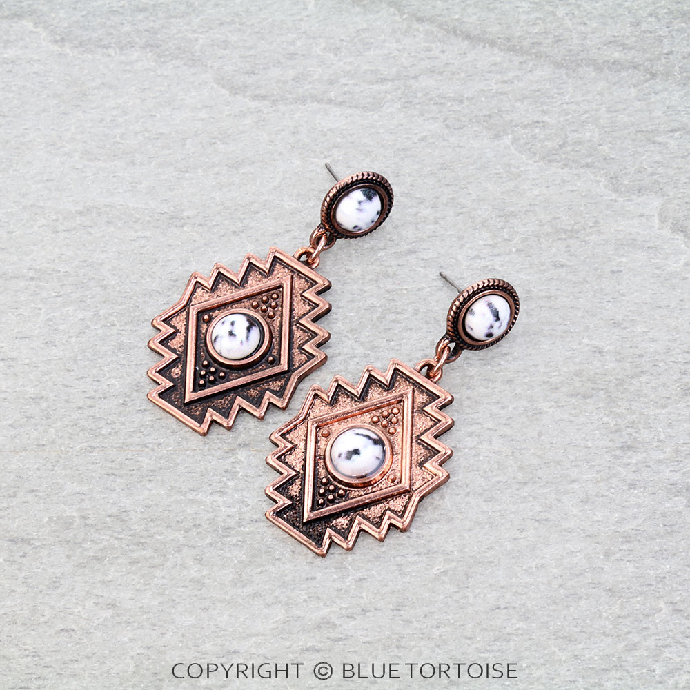 Western Aztec Stone Stud Earrings