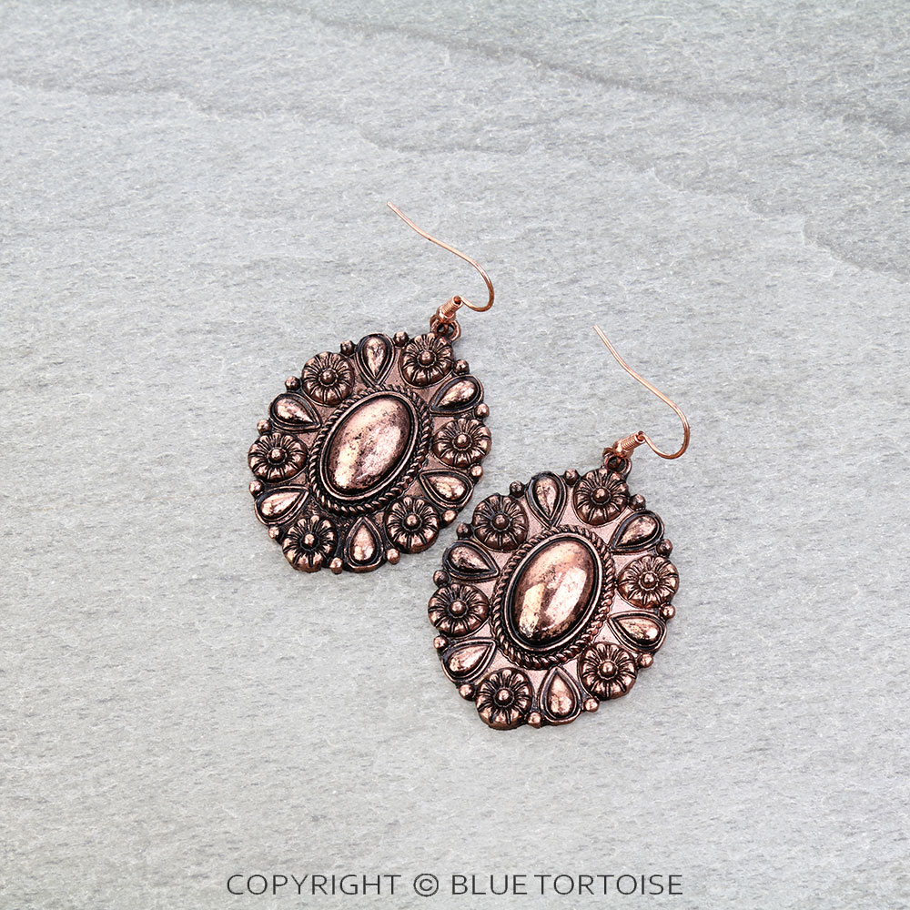 Western Ball TXR Concho Dangle Earrings