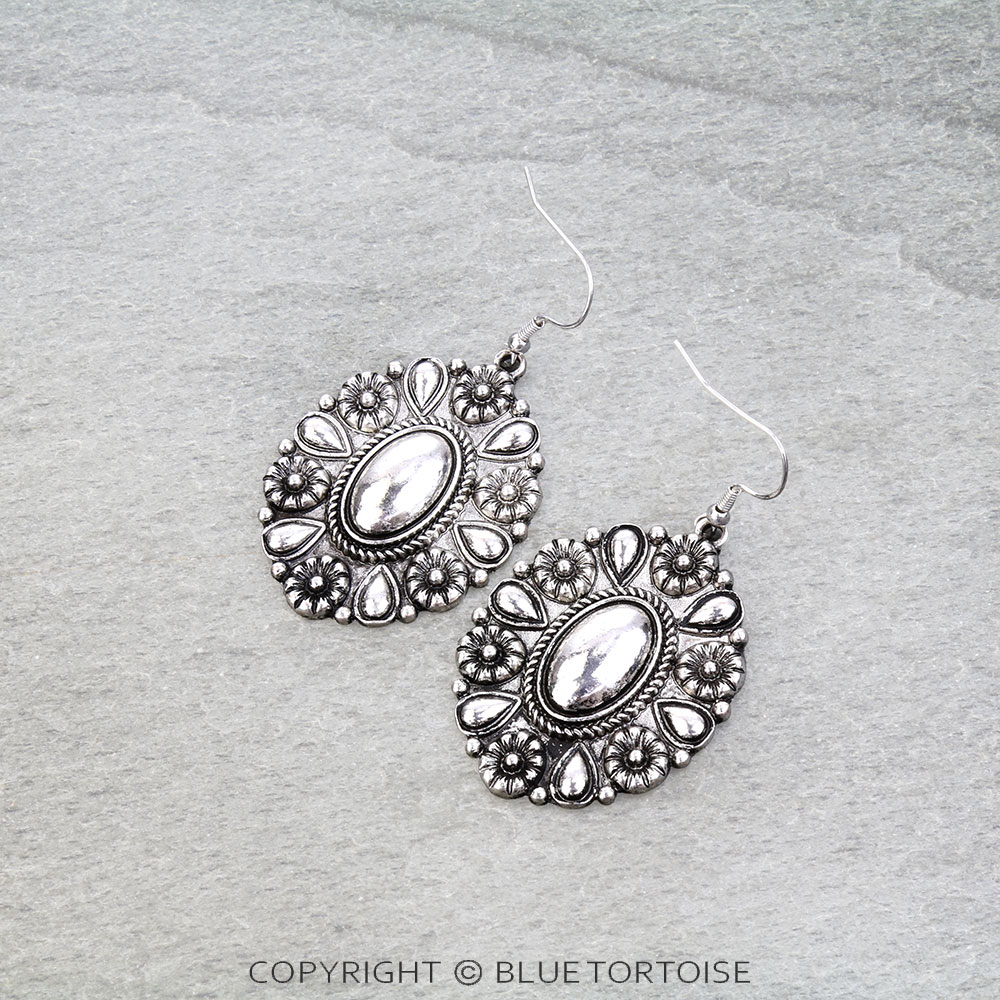 Western Ball TXR Concho Dangle Earrings