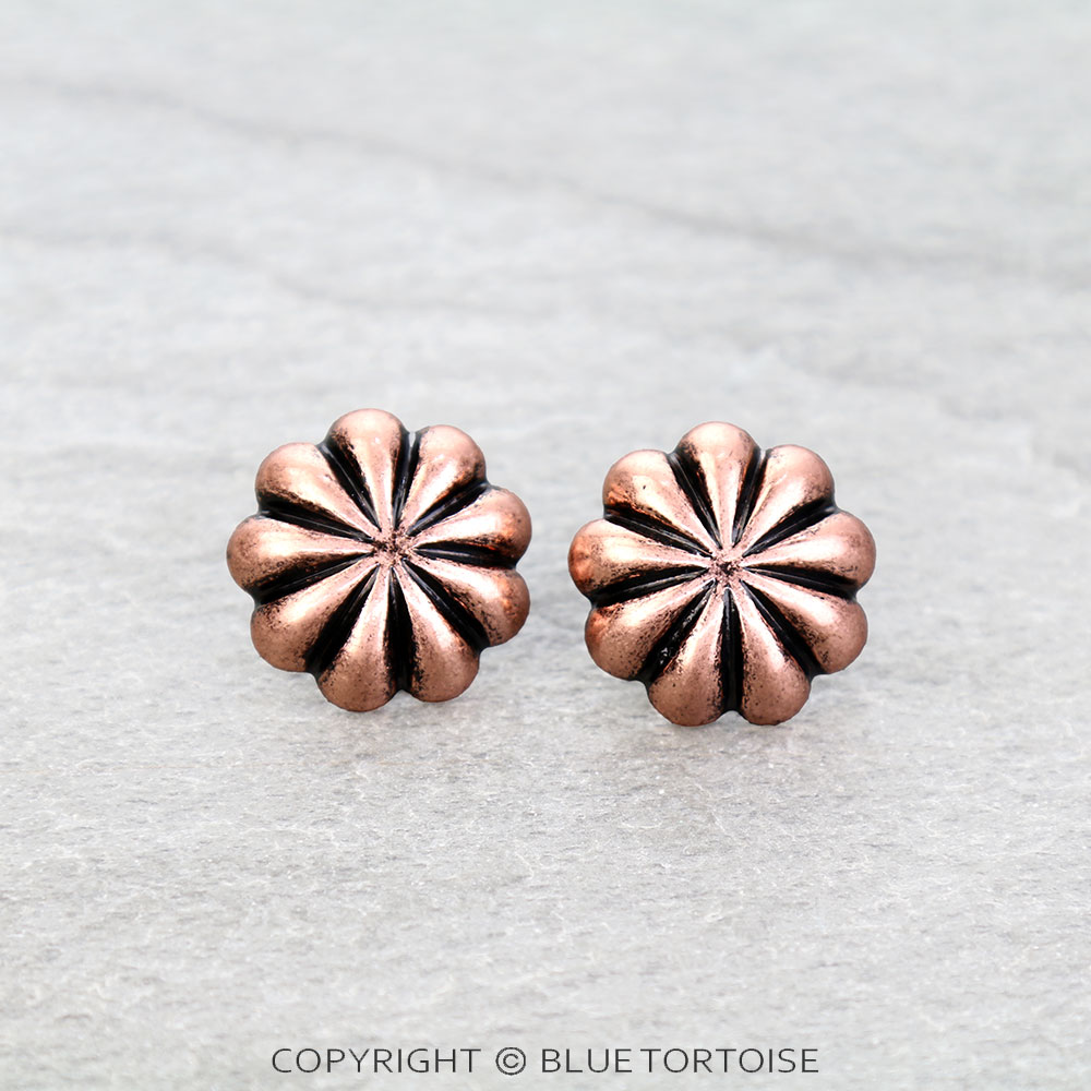 Western Concho Stud Earrings