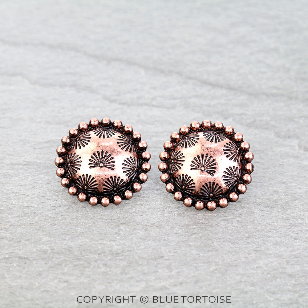 Western Ball TXR Concho Stud Earrings