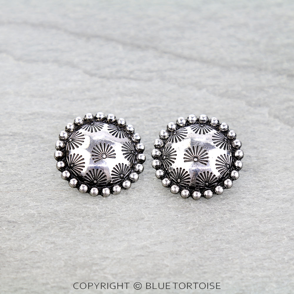 Western Ball TXR Concho Stud Earrings
