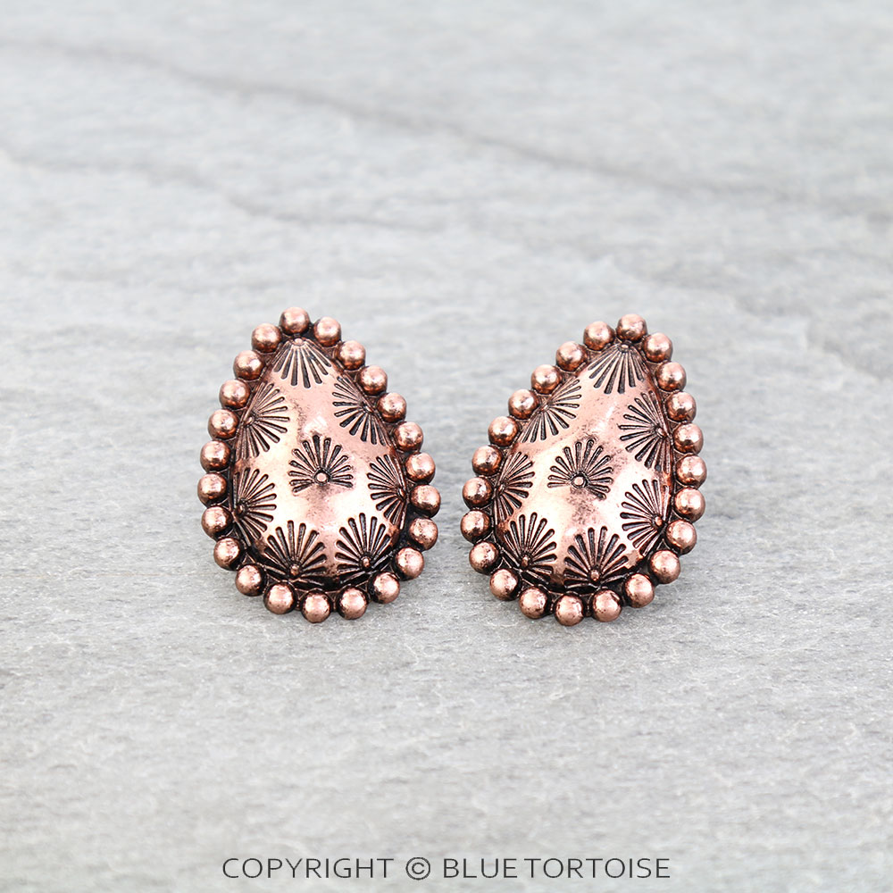 Western Ball TXR Teardrop Stud Earrings