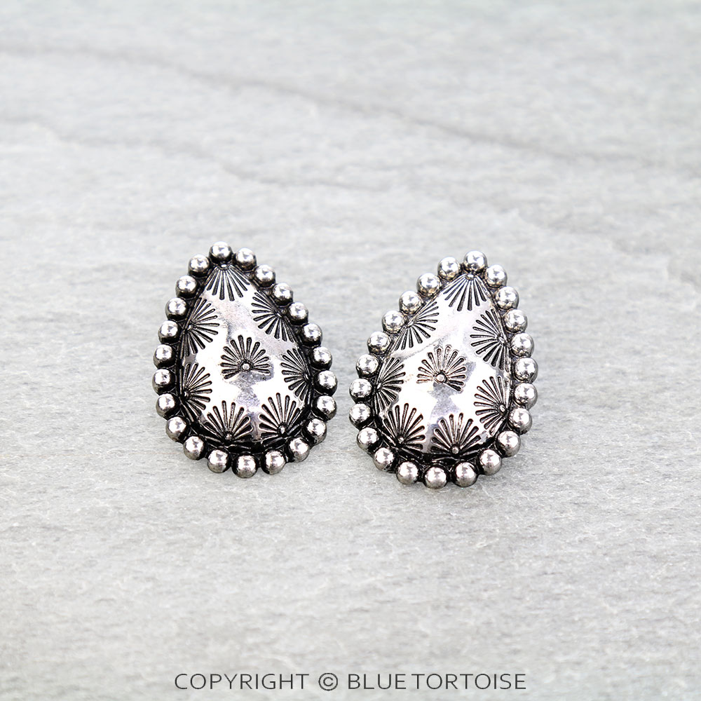 Western Ball TXR Teardrop Stud Earrings