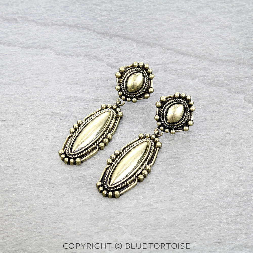 Western Oval Concho Stud Earrings