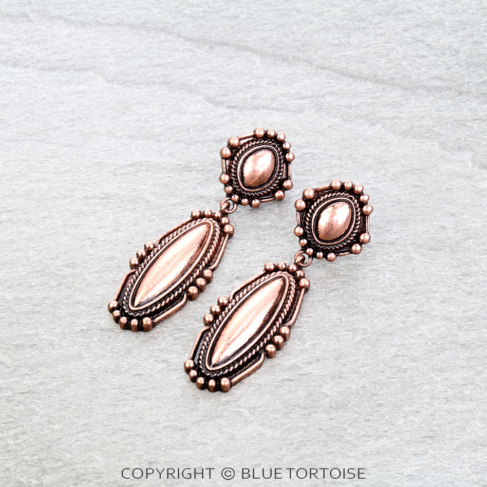 Western Oval Concho Stud Earrings