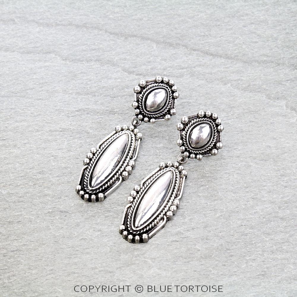 Western Oval Concho Stud Earrings