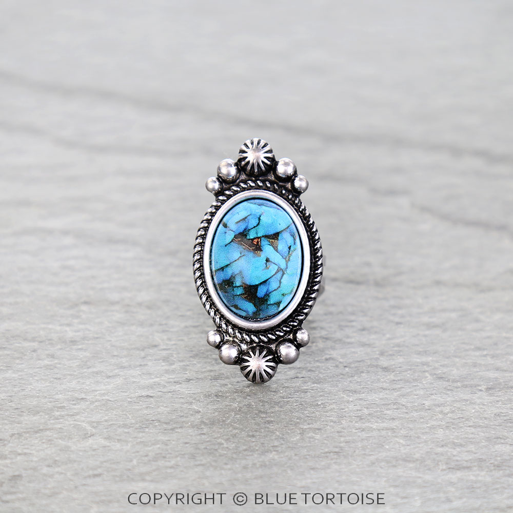 Western Oval Stone Cuff Ring