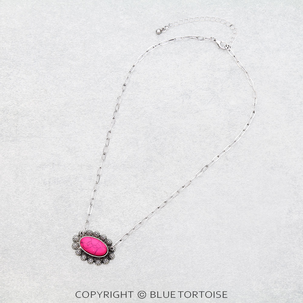 Western Concho Stone Necklace