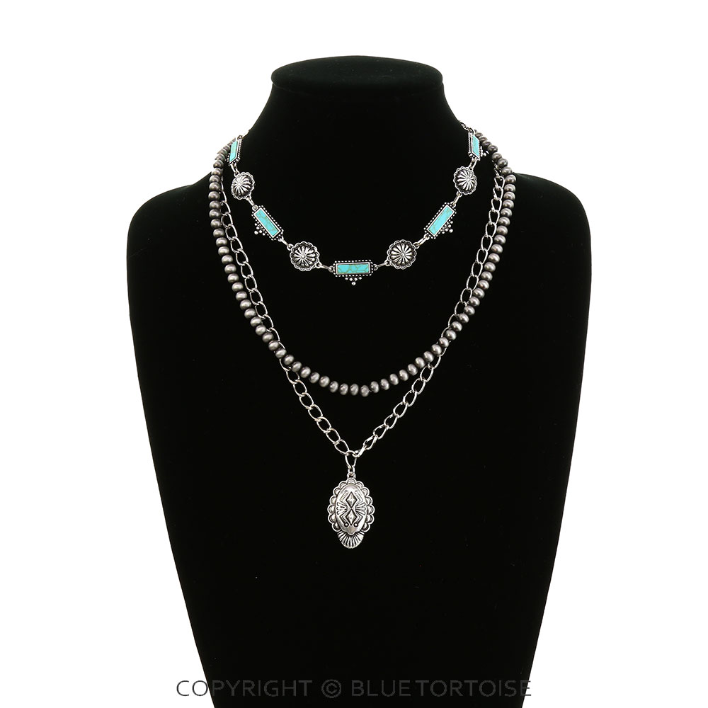 3 Layered Western Concho Necklace - Image 2