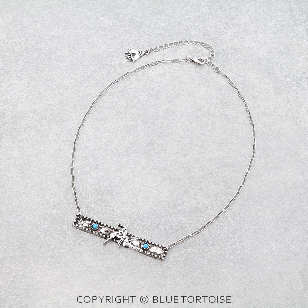 Western Bronc Rider Bar Necklace