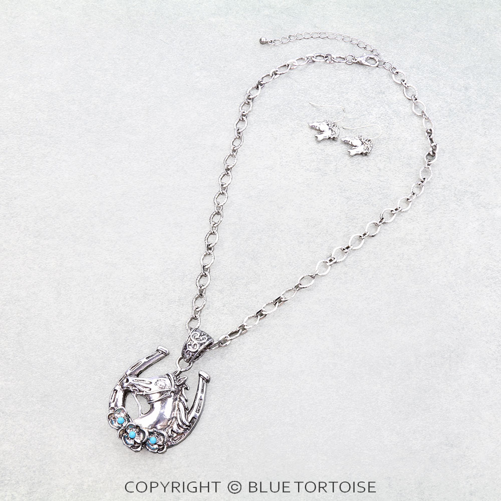 Western Horse Head Necklace Set