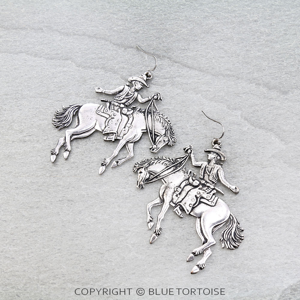 Western Horse Riding Cowboy Dangle Earrings
