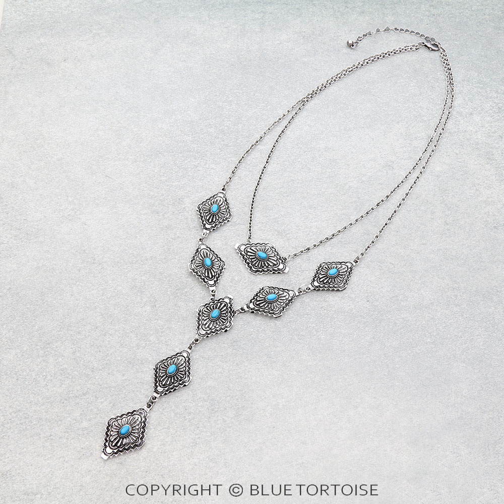 2 Layered Western Concho Necklace