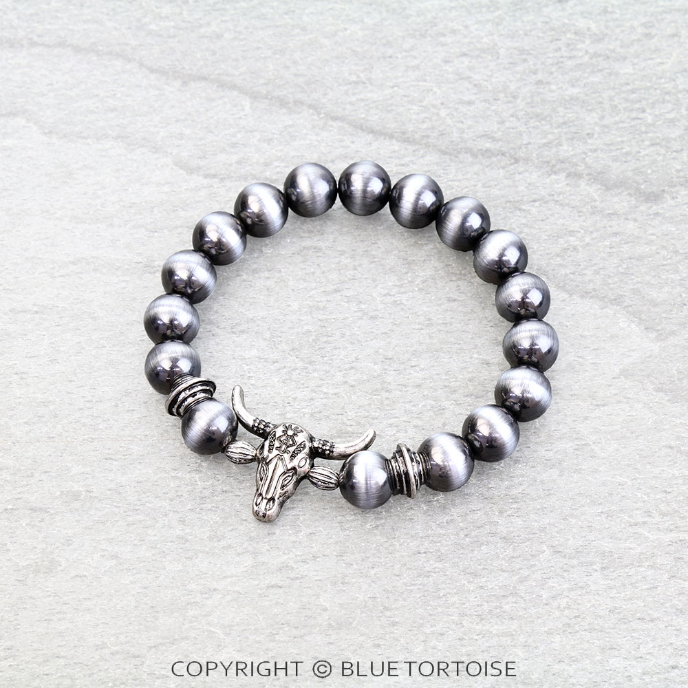 Western Steer Skull Stretch Bracelet
