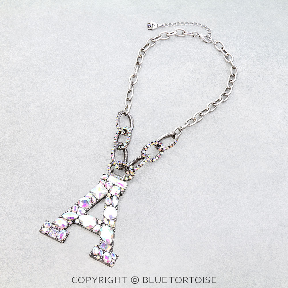 Western Large Initial AB Chain Necklace
